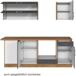 Held Möbel Küchenzeile Sorrento 210 Cm Anthrazit-Wotaneiche Ohne E-Geräte Winkel -Obi Kuche Geschaft 853387 11016600 3