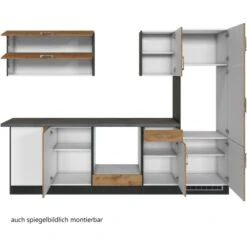 Held Möbel Küchenzeile Sorrento 210/ 270 Cm Wotaneiche-Grafit O. E-Geräte Winkel -Obi Kuche Geschaft 853400 11016600 3