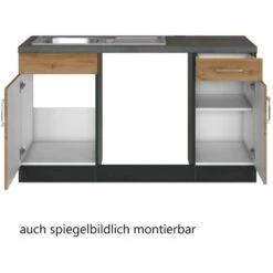 Held Möbel Küchenzeile Sorrento 210/ 270 Cm Wotaneiche-Grafit O. E-Geräte Winkel -Obi Kuche Geschaft 853400 11016600 4