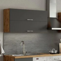 Held Möbel Klapphängeschrank Sorrento B110 X H57 X T34 Cm Anthrazit-Wotaneiche -Obi Kuche Geschaft 853750 11016600 6