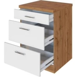 Held Möbel Auszugsschrank Sorrento 50 X 85 X 60 Cm Schubk. 2 Ausz. Weiß-Wotanei. -Obi Kuche Geschaft 853778 11016600 3