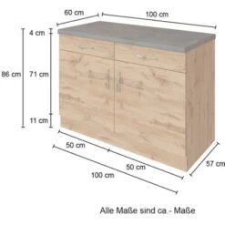 Held Möbel Unterschrank Sorrento 100x85x60 Cm 2 Schub. 1 EL-B. Anthr.-Wotan. -Obi Kuche Geschaft 853799 11016600 4