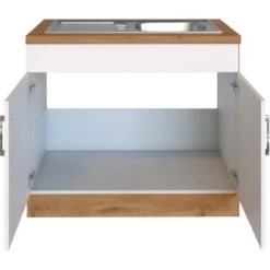 Held Möbel Spülenschrank Sorrento BxHxT 100x85x60 Cm 2 Türen Weiß-Wotaneiche -Obi Kuche Geschaft 853804 11016600 3