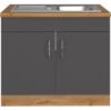 Held Möbel Spülenschrank Sorrento B100 X H85 X T60 Cm 2Türen Anthraz.-Wotaneiche -Obi Kuche Geschaft 853807 11016600 1