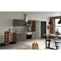 Held Möbel Spülenschrank Sorrento B100 X H85 X T60 Cm 2Türen Anthraz.-Wotaneiche -Obi Kuche Geschaft 853807 11016600 15