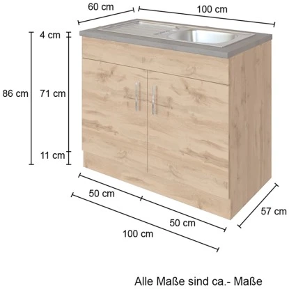 Held Möbel Spülenschrank Sorrento B100 X H85 X T60 Cm 2 Türen Wotaneiche-Grafit 6 Held Möbel Spülenschrank Sorrento B100 X H85 X T60 Cm 2 Türen Wotaneiche-Grafit – Bild 4