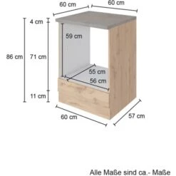 Held Möbel Herdumbau Sorrento 60 X 85 X 60 Cm Nische F. Ofen Wotaneiche-Grafit -Obi Kuche Geschaft 853841 11016600 3