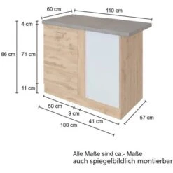 Held Möbel Eckunterschrank Sorrento 110 X 85 X 60 Cm Tür + EL-B. Anth.-Wotan. -Obi Kuche Geschaft 853844 11016600 4