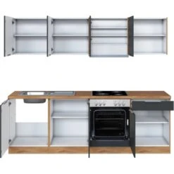 Held Möbel Küchenzeile 240 Cm Matt Grau-Wotaneiche -Obi Kuche Geschaft 869 11016600 1001.6293 2 4