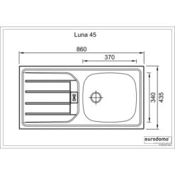 Eurodomo Einbauspüle Luna 86 Cm Edelstahl Glatt -Obi Kuche Geschaft 897 luna 45 glatt skizze 5