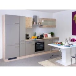 Flex-Well Küchenzeile Arizona 300 Cm Quarz Cubanit-San Remo Eiche