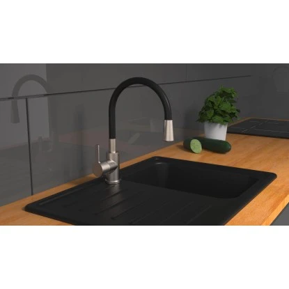 Eisl Spültischarmatur Edelstahloptik Flexo Schwarz 5 Eisl Spültischarmatur Edelstahloptik Flexo Schwarz – Bild 3