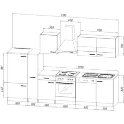 Respekta Economy Küchenzeile KB310WWBSC 310 Cm Weiß-Beton Optik -Obi Kuche Geschaft 91 4384 neu KB310WWBSCG 04