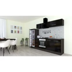 Respekta Premium Küchenzeile 270 Cm Schwarz Hochglanz-Eiche Grau -Obi Kuche Geschaft 927829 4384 1
