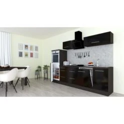 Respekta Premium Küchenzeile 280 Cm Hochbau Schwarz Hochglanz-Eiche Grau -Obi Kuche Geschaft 927986 4384 1