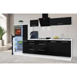 Respekta Premium Küchenzeile 300 Cm Hochbau Schwarz Hochglanz-Weiß -Obi Kuche Geschaft 9280124 2929 RP300HWS 1