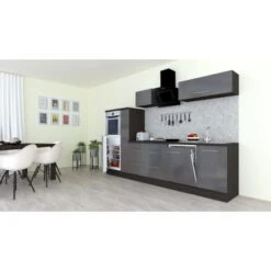 Respekta Premium Küchenzeile 310 Cm Hochbau Grau Hochglanz-Eiche Grau -Obi Kuche Geschaft 928017 4384 1