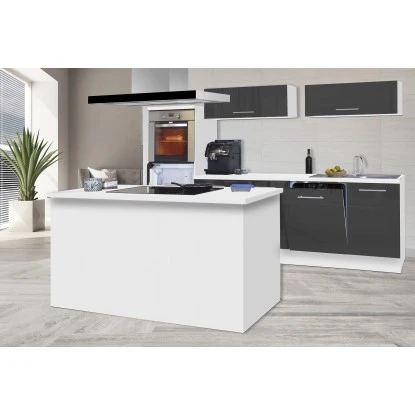 Respekta Premium Inselküche 280 Cm Grau Hochglanz-Weiß 3 Respekta Premium Inselküche 280 Cm Grau Hochglanz-Weiß