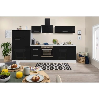 Respekta Premium Küchenzeile 310 Cm Schwarz Hochglanz-Weiß 5 Respekta Premium Küchenzeile 310 Cm Schwarz Hochglanz-Weiß – Bild 3