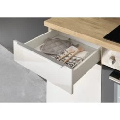 Respekta Küchenzeile Marleen 220 Cm Artisan-Eiche Weiß Hochglanz -Obi Kuche Geschaft 979890 4384 7