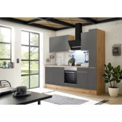 Respekta Küchenzeile Marleen 250 Cm Artisan-Eiche Grau Matt