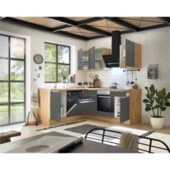 Respekta Küchenzeile Marleen 220 Cm Artisan-Eiche Grau Matt Winkel -Obi Kuche Geschaft 980032 4384 3