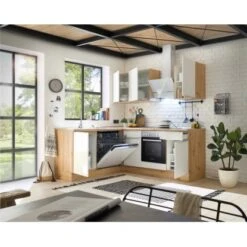 Respekta Küchenzeile Marleen 220 Cm Artisan-Eiche Weiß Hochglanz Winkel -Obi Kuche Geschaft 980033 4384 3