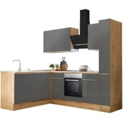 Respekta Küchenzeile Marleen 250 Cm Artisan-Eiche Grau Matt Winkel -Obi Kuche Geschaft 980035 4384 4