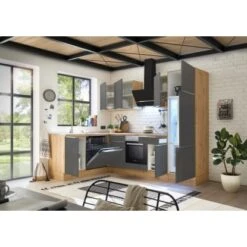 Respekta Küchenzeile Marleen 280 Cm Artisan-Eiche Grau Matt Winkel -Obi Kuche Geschaft 980042 4384 3