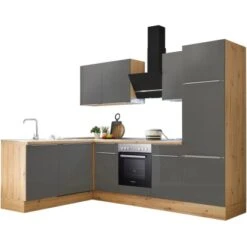 Respekta Küchenzeile Marleen 280 Cm Artisan-Eiche Grau Matt Winkel -Obi Kuche Geschaft 980042 4384 4