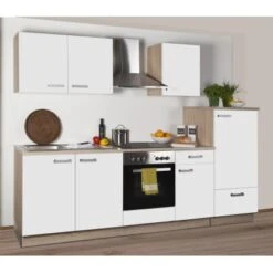 Küchenzeile Litra 270 Cm Weiß Melamin-Sonoma Eiche Kühlschrank Rechts 7 Küchenzeile Litra 270 Cm Weiß Melamin-Sonoma Eiche Kühlschrank Rechts -Obi Kuche Geschaft 9 litra 270 weiss glask re