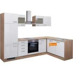 Flex-Well Exclusiv Winkelküche Valero 280 Cm Hochglanz Weiß-Sonoma Eiche -Obi Kuche Geschaft G9992802014freiGSPValero 2