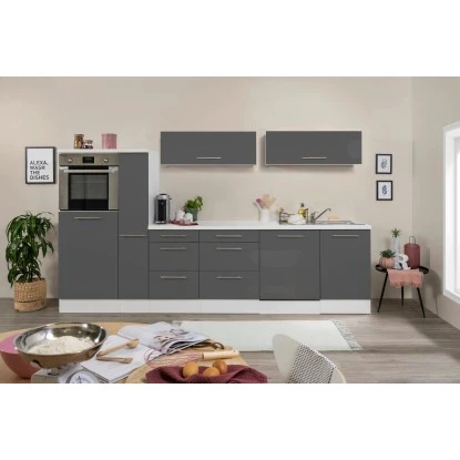 Respekta Premium Inselküche 310 Cm Grau Hochglanz-Weiß 5 Respekta Premium Inselküche 310 Cm Grau Hochglanz-Weiß – Bild 3