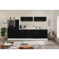 Respekta Premium Inselküche 310 Cm Schwarz Hochglanz-Weiß -Obi Kuche Geschaft IWSC Detail Kuechenzeile 2 1