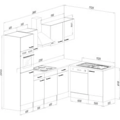 Respekta Winkelküche 280 Cm Grau-Seidenglanz Eiche-York -Obi Kuche Geschaft KBL280EYGS Kuechenzeile 03