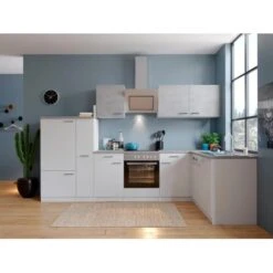 Respekta Winkelküche KBL310WWBSCG 310 X 172 Cm Weiß-Beton Optik -Obi Kuche Geschaft L310WWBSCG Kuechenzeile 02