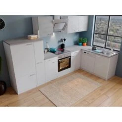 Respekta Winkelküche KBL310WWBSCG 310 X 172 Cm Weiß-Beton Optik -Obi Kuche Geschaft L310WWBSCG Kuechenzeile 03