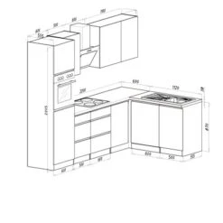 Respekta Premium Winkelküche Grifflos 280 Cm Schwarz Hochglanz-Weiß -Obi Kuche Geschaft Mazeichnung GLRPL280HWS 07