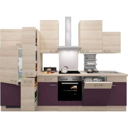 Flex-Well Exclusiv Küchenzeile Focus 310 Cm Akazie Nachbildung Aubergine 3 Flex-Well Exclusiv Küchenzeile Focus 310 Cm Akazie Nachbildung Aubergine
