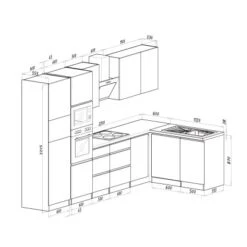 Respekta Premium Winkelküche Grifflos 345 Cm Grau Hochglanz-Weiß -Obi Kuche Geschaft eichnung GLRPL345HWGGKE 08