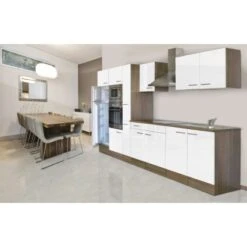 Respekta Küchenzeile KB360EYWMIGKE 360 Cm Weiß Seidengl.-Eiche York Nachbildung -Obi Kuche Geschaft eile KB360EYWMIGKE 360cm 2