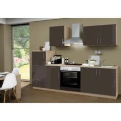 Menke Küchenzeile Premium 270 Cm Lava Hochglanz-Sonoma Eiche Nachbildung -Obi Kuche Geschaft enzeile Premium 270 Lava 2
