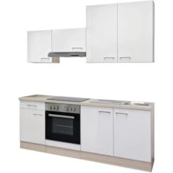 Flex-Well Exclusiv Küchenzeile Abaco 210 Cm Perlmutt Glänzend-Akazie Nachbildung -Obi Kuche Geschaft g 210 1601 008 abaco frei