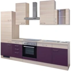 Flex-Well Exclusiv Küchenzeile Focus 280 Cm Akazie-Aubergine -Obi Kuche Geschaft g 280 2302 011 focus frei