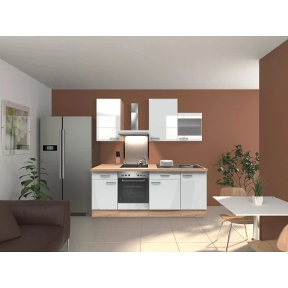 Flex-Well Exclusiv Küchenzeile Valero 220 Cm Hochglanz Weiß-Sonoma Eiche 5 Flex-Well Exclusiv Küchenzeile Valero 220 Cm Hochglanz Weiß-Sonoma Eiche – Bild 3