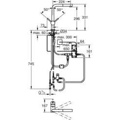 Grohe Elektronische Einhand-Küchenarmatur Minta Touch L-Auslauf -Obi Kuche Geschaft ltischbatterie mazeichnung 6