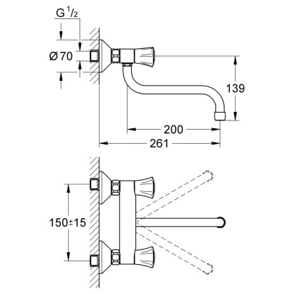 Grohe Küchenarmatur Costa L DN 15 Für Wandmontagen 4 Grohe Küchenarmatur Costa L DN 15 Für Wandmontagen – Bild 2