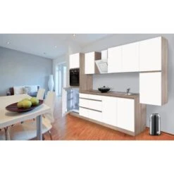 Respekta Küchenzeile GLRP320HESWM Grifflos 320 Cm Weiß Matt-Sonoma Eiche -Obi Kuche Geschaft uechenzeile GLRP320HESWM 2